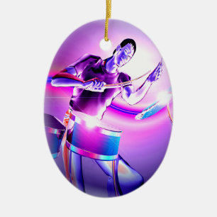 Ornamento De Cerâmica Repercussão - Drummer Roxo