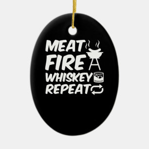 Ornamento De Cerâmica Repetição Whiskey Fire   CHURRASCO De Carne Engraç