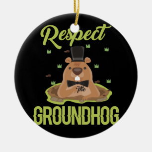 Ornamento De Cerâmica Respeite o Dia do Groundhog Woodchuck Foto Groundh