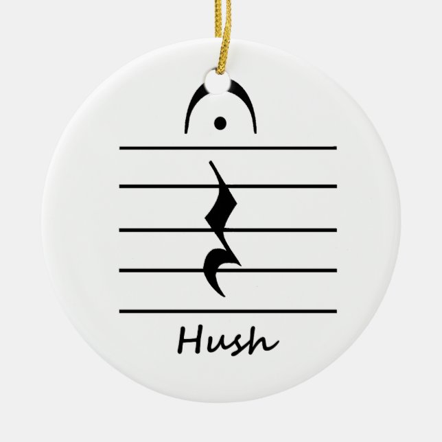 Ornamento De Cerâmica Resto da notação de música com Hush (Frente)