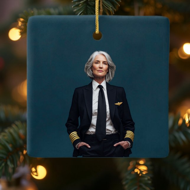 Ornamento De Cerâmica Retirement Pilot Airplane Nato Letter Custom Photo (Criador carregado)