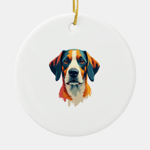 Ornamento De Cerâmica Retrato Colorido Vintage de Cachorro em Estilo Pop