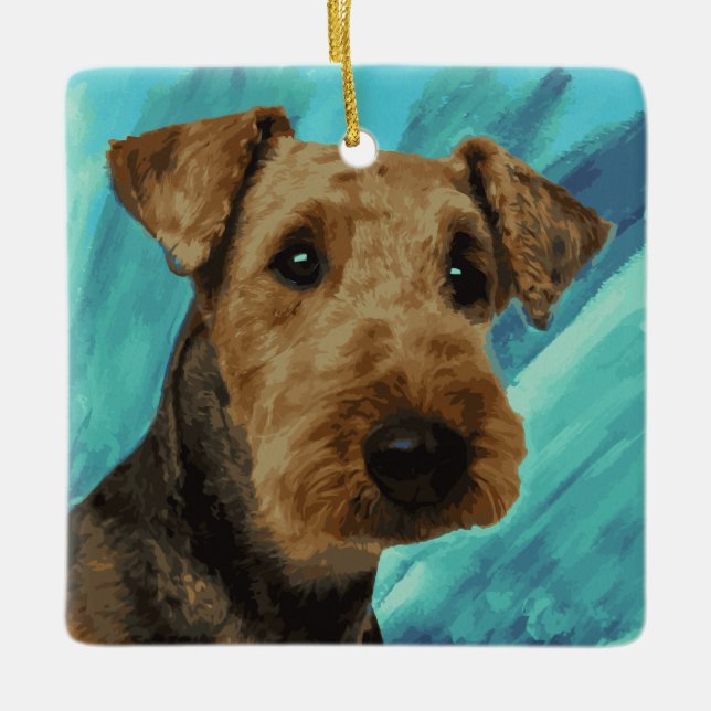 Ornamento De Cerâmica Retrato de Airedale Terrier (Frente)