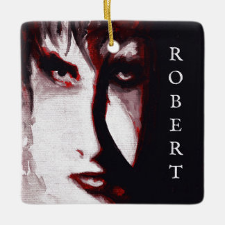 Ornamento De Cerâmica Retrato de Arte de Homem de Música Goth Pós-Punk G