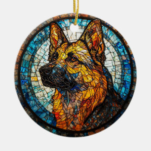 Ornamento De Cerâmica Retrato de Cachorro em Vidro Colorido