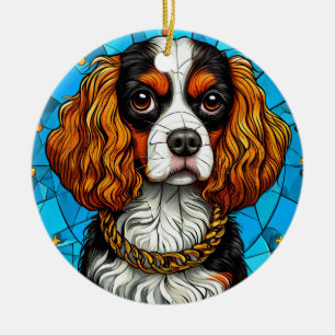 Ornamento De Cerâmica Retrato de Cachorro em Vidro Pintado