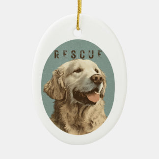 Ornamento De Cerâmica Retrato de Cachorro Resgatado Golden Retriever Vin