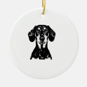 Ornamento De Cerâmica Retrato de Dachshund Roupas Minimalistas