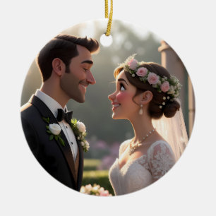 Ornamento De Cerâmica Retrato de desenho animado 3D personalizado a part