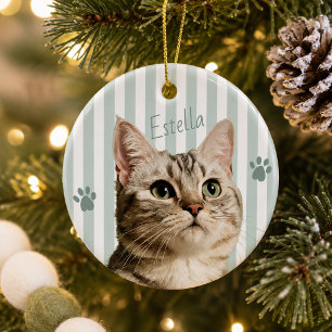Ornamento De Cerâmica Retrato de Foto de Cachorro Gato Natal Lembrança