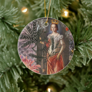 Ornamento De Cerâmica Retrato de Mulher de Virgem Antigo Colorido Rico