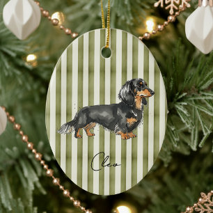 Ornamento De Cerâmica Retrato de Pé Retrato de Mão Aquarela Dachshund