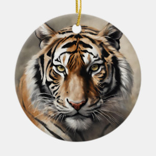 Ornamento De Cerâmica Retrato de Tigre Majestoso