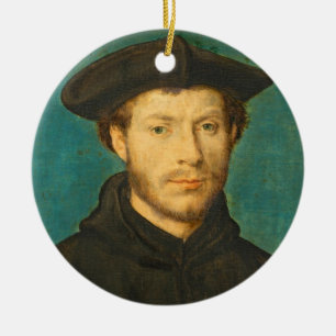 Ornamento De Cerâmica Retrato de um homem, C. 1536 - 40 (óleo na noz)