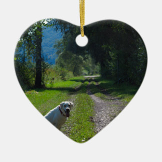 Ornamento De Cerâmica Retrato de um recuperador de ouro sentado