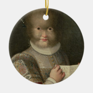 Ornamento De Cerâmica Retrato de uma menina coberta no cabelo