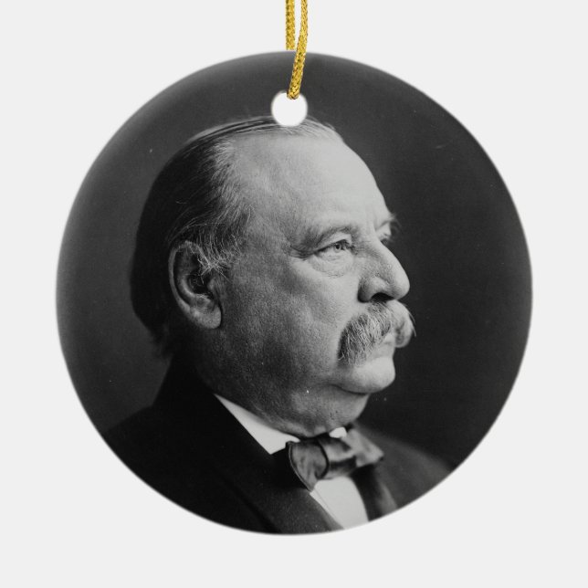 Ornamento De Cerâmica Retrato do presidente Stephen Grover Cleveland (Frente)