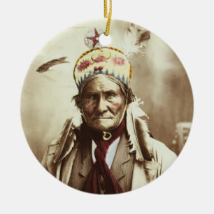 Ornamento De Cerâmica Retrato indiano de Geronimo do líder de Chiricahu