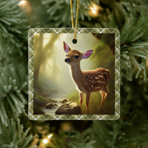 Ornamento De Cerâmica Retrato Personalizado da Baby Deer Wildlife