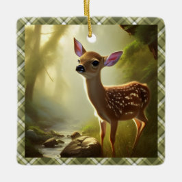 Ornamento De Cerâmica Retrato Personalizado da Baby Deer Wildlife