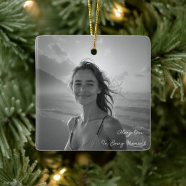 Ornamento De Cerâmica Retrato Personalizado Dela – Presente de Foto Simp