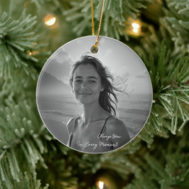 Ornamento De Cerâmica Retrato Personalizado Dela – Presente de Foto Simp