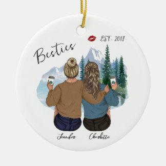 Ornamento De Cerâmica Retrato Personalizado do Melhor Amigo - Bff Person
