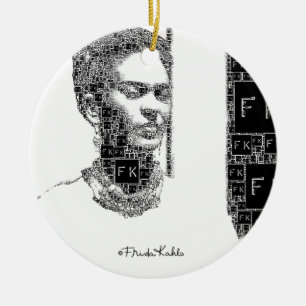 Ornamento De Cerâmica Retrato preto e branco de Frida Kahlo