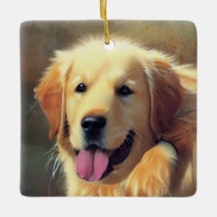 Ornamento De Cerâmica Retriever de ouro