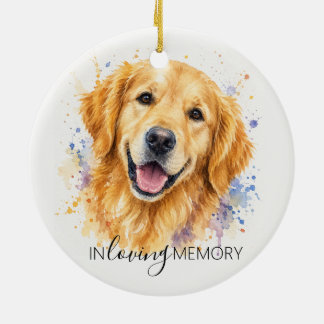 Ornamento De Cerâmica retriever dourado memorial aquarela natal