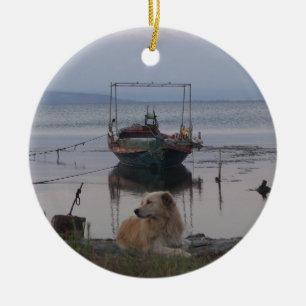 Ornamento De Cerâmica Retriever pelo mar