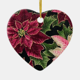 Ornamento De Cerâmica Retro 50 Poinsettia Burgundy Rosa