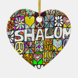 Ornamento De Cerâmica Retro 60s Psicodélico Shalom LOVE