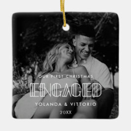 Ornamento De Cerâmica Retro art deco Our First Christmas