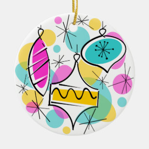 Ornamento De Cerâmica Retro Árvore Balas de Natal Feliz