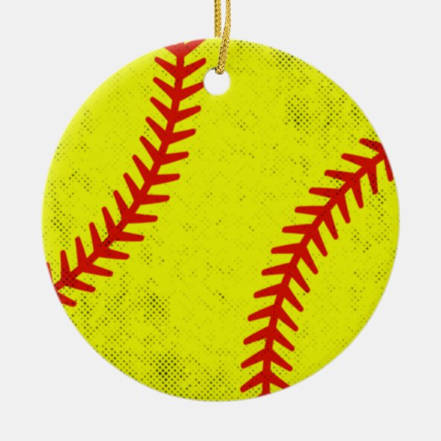 Ornamento De Cerâmica Retro Athletic Softball Fastpitch Game Day Style (Frente)