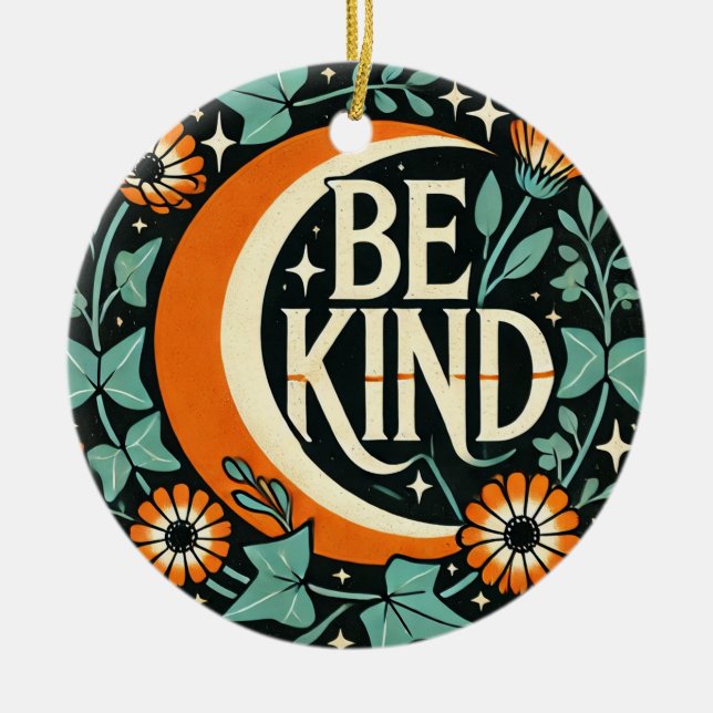 Ornamento De Cerâmica Retro Be Kind (Frente)