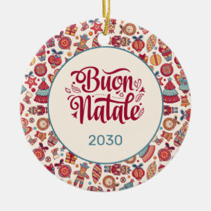 Ornamento De Cerâmica Retro Buon Natale Personalizado