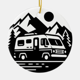 Ornamento De Cerâmica Retro Camper Van Adventure minimalista