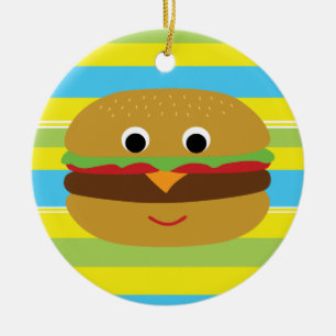 Ornamento De Cerâmica Retro Cheeseburger