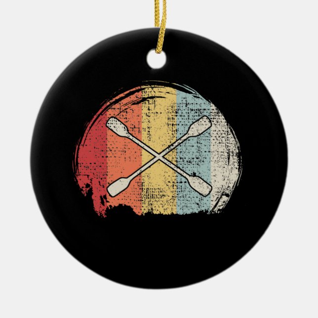 Ornamento De Cerâmica Retro de Canoagem de Kayaking (Frente)