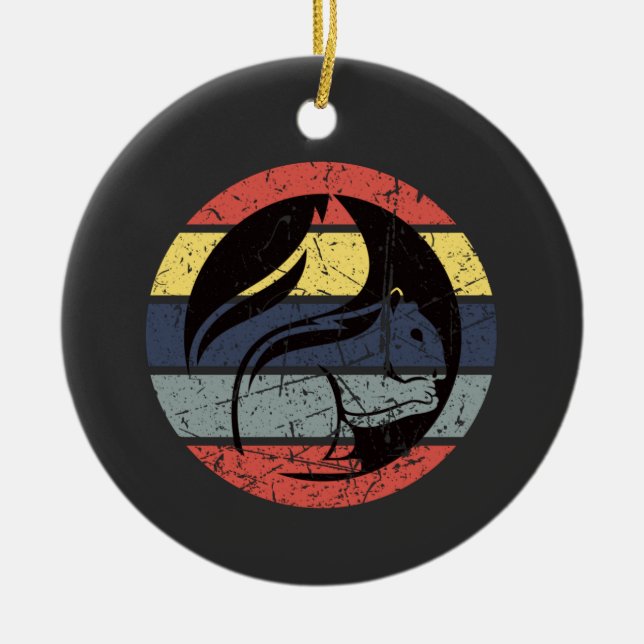 Ornamento De Cerâmica Retro de Esquilo (Frente)