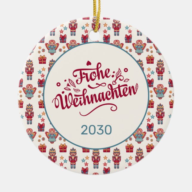 Ornamento De Cerâmica Retro Feliz Natal (Frente)