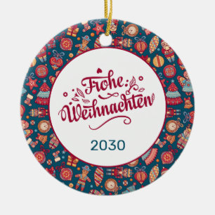 Ornamento De Cerâmica Retro Feliz Natal Personalizado
