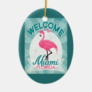 Ornamento De Cerâmica Retro Flamingo Rosa Rosa Miami Flamingo