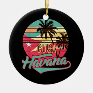 Ornamento De Cerâmica Retro Havana Cuba Tee Vintage