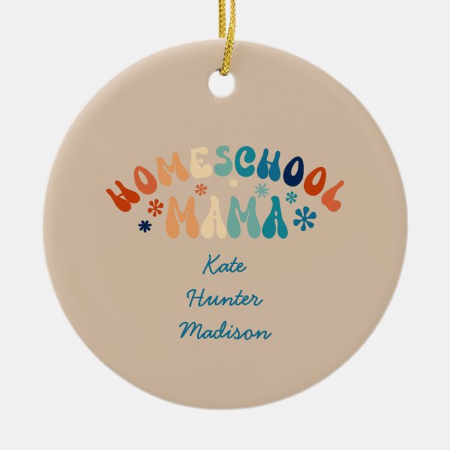 Ornamento De Cerâmica Retro Homeschool Mãe Personalizada (Frente)
