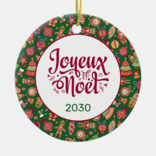 Ornamento De Cerâmica Retro Joyeux Noel Personalizado