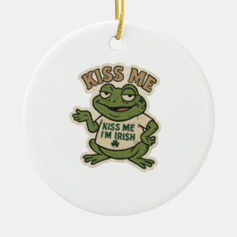 Ornamento De Cerâmica Retro Kiss Me I'm Irish Frog St.Patrick's Day