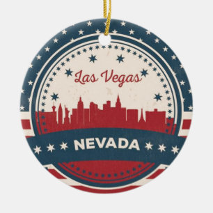 Ornamento De Cerâmica Retro Las Vegas Skyline